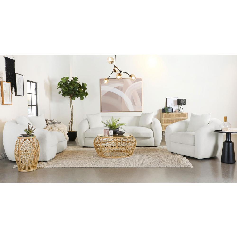 White 3-piece Fabric Upholstered Tight Back Living Room Set S630