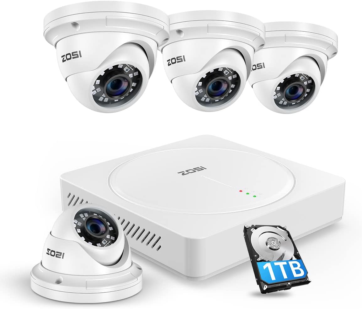 5MP Lite 8 Channel Surveillance DVR with 1TB Hard Drive and 8 x 1080p Weatherproof CCTV Dome Camera S606