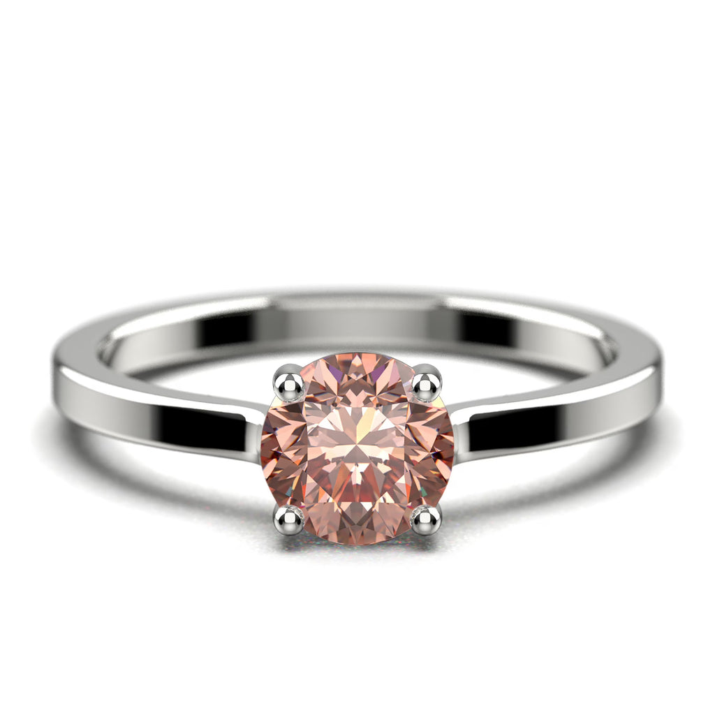 1.00 Carat Round Cut Morganite Solitaire Engagement Ring in 925 Sterling Silver S5148