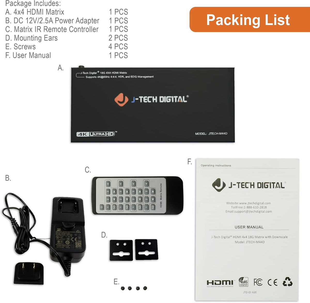 4x4 HDMI Matrix Switch P830793