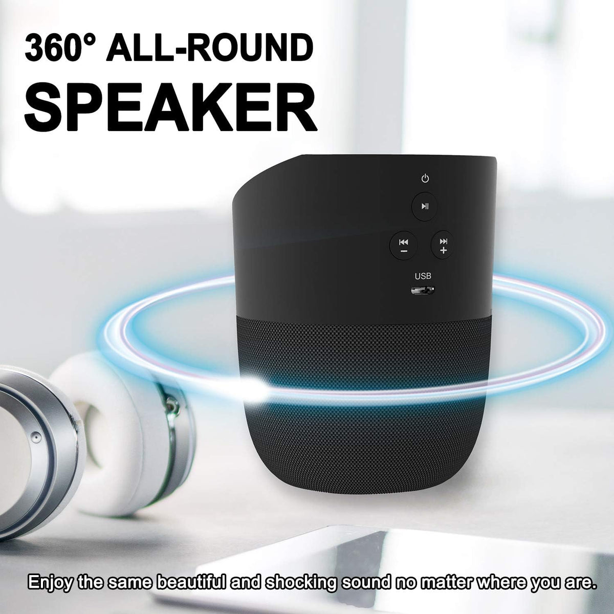 Bluetooth Speaker with Wireless Charging Station, Portable Stereo Speaker, Pack of 2 E2107