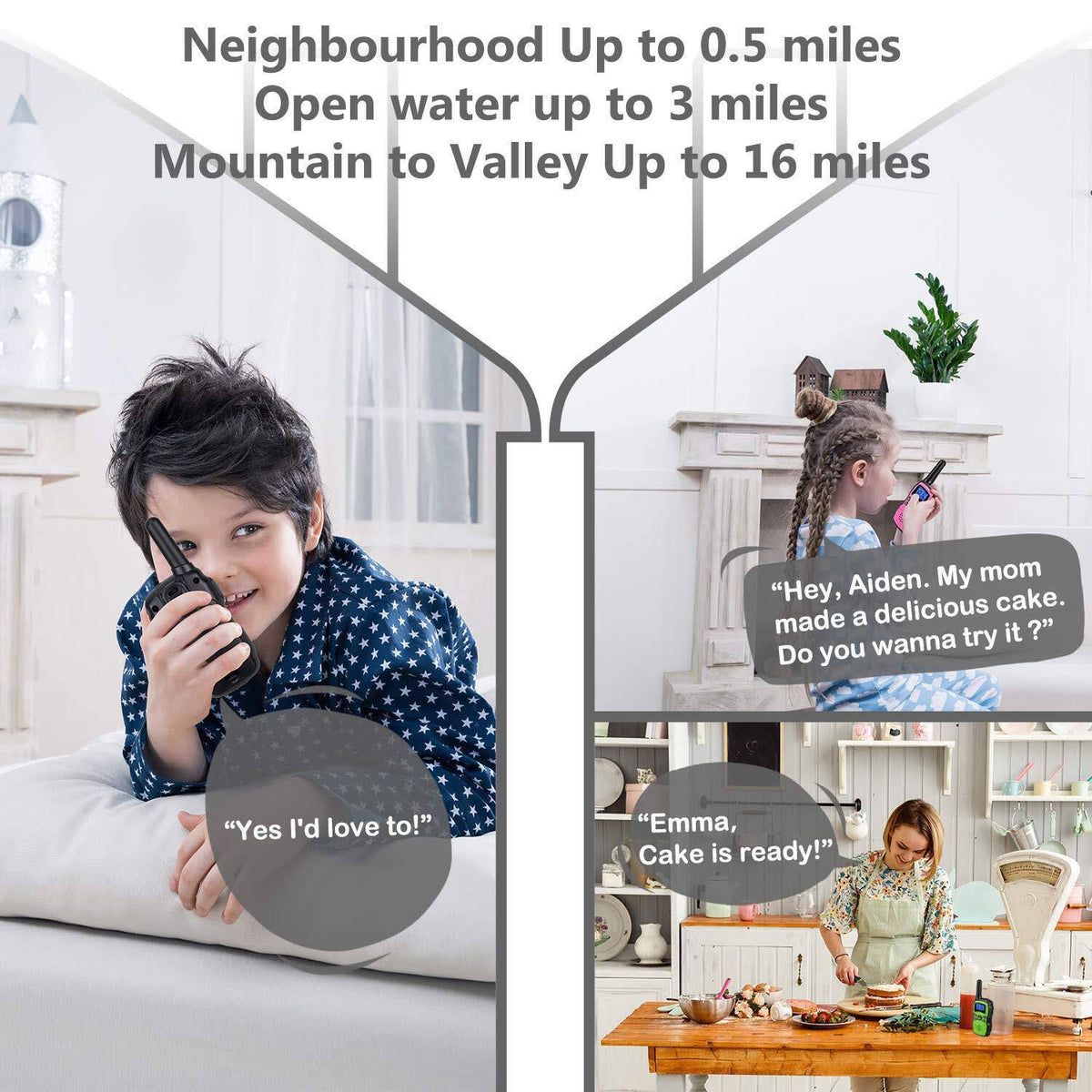 Rechargeable Walkie Talkies 3X3000mAh Battery 2 Way Radio O36524