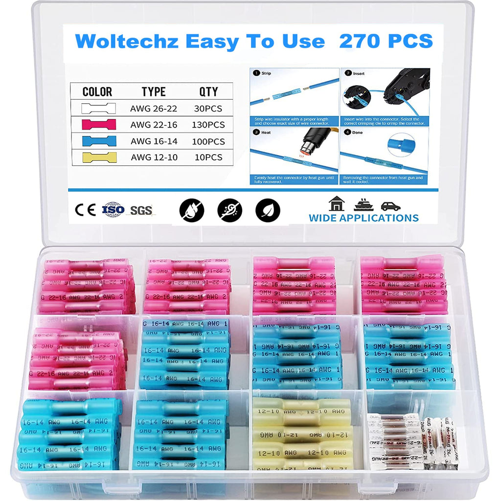 340Pcs Waterproof Heat Shrink Solder Seal Wire Connectors K4608