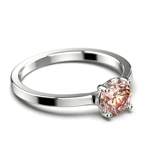 1.00 Carat Round Cut Morganite Solitaire Engagement Ring in 925 Sterling Silver S5148