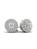 1/4ct TW Diamond Sterling Silver Double Halo Stud Earrings Q499