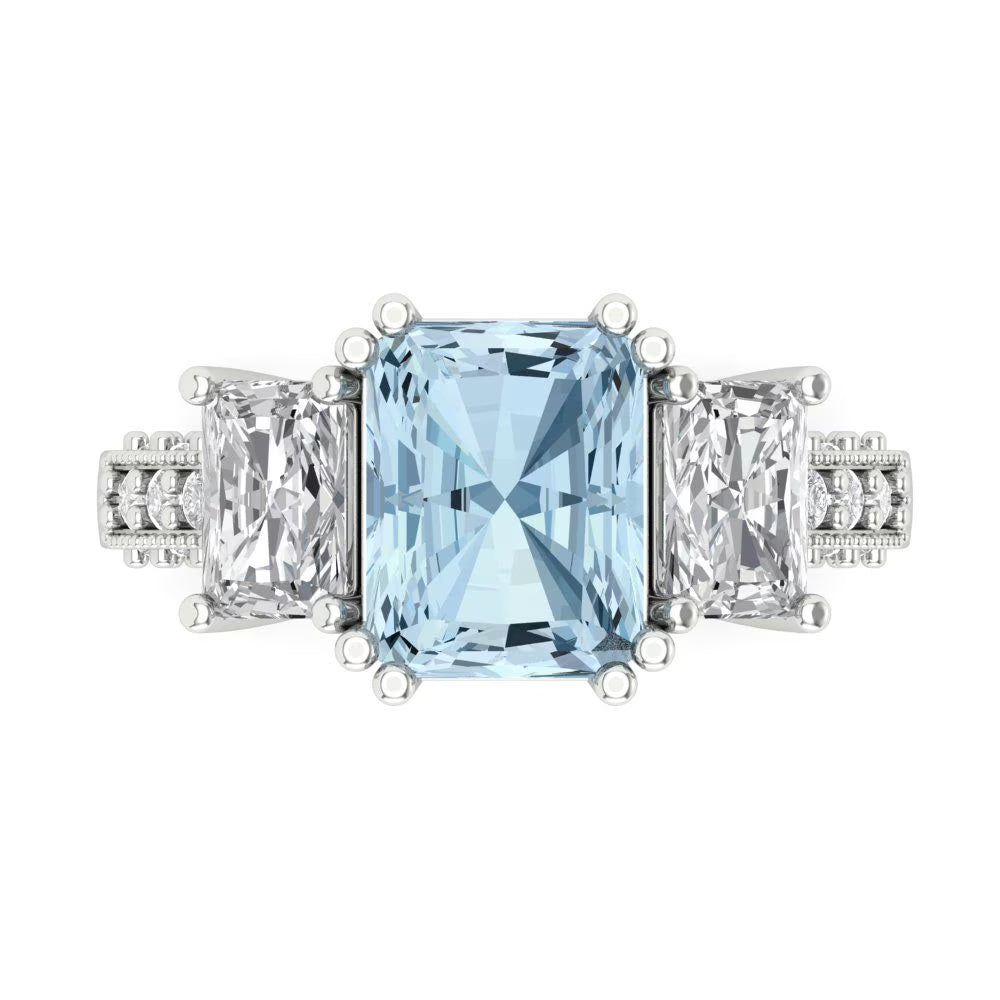 18k White Gold Simulated Diamond Three-Stone Ring L55197