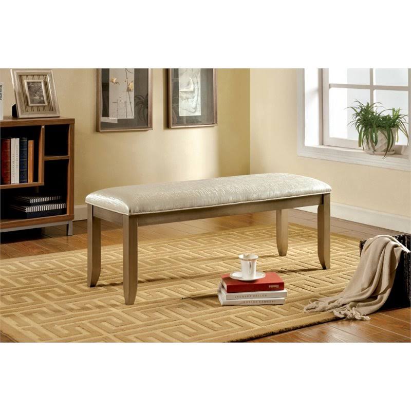 Metallic Fabric Bench in Silver O136463