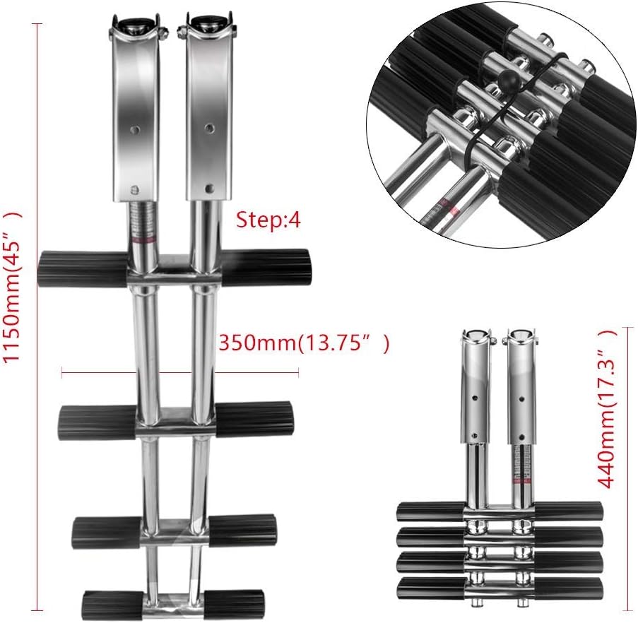 4 Step Stainless Steel Marine Telescoping Tube Ladder P17384