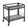 Rustic Oak Charcoal Serving Cart D29655