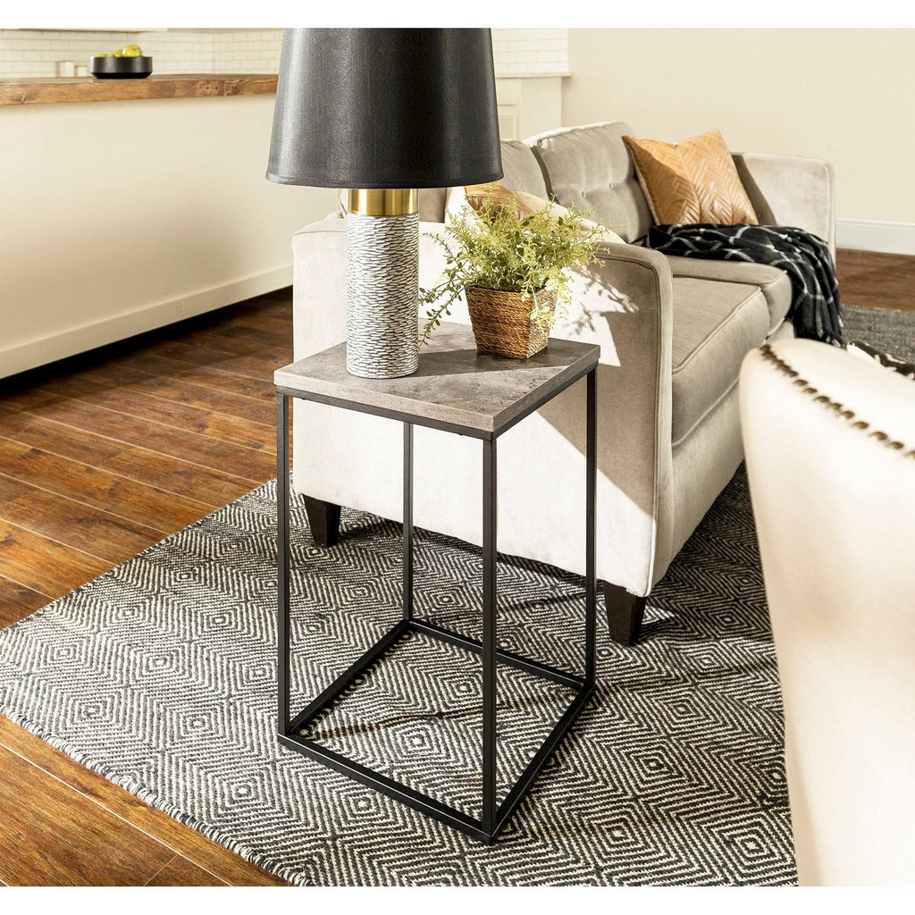 Dark Concrete Square Side Table Q6852