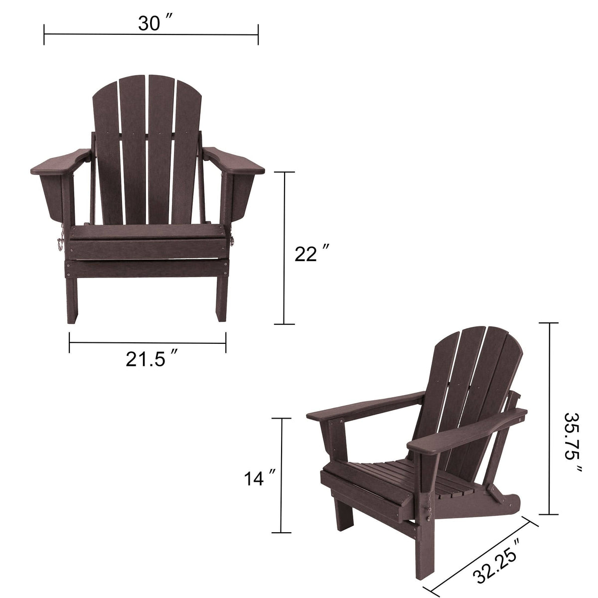 Brown Plastic Adirondack Chair Set of 4 P8391