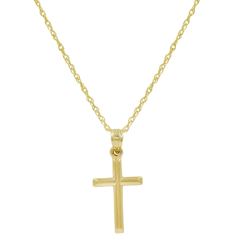 10K Yellow Gold Cross Pendant Necklace 18 in. chain V971189