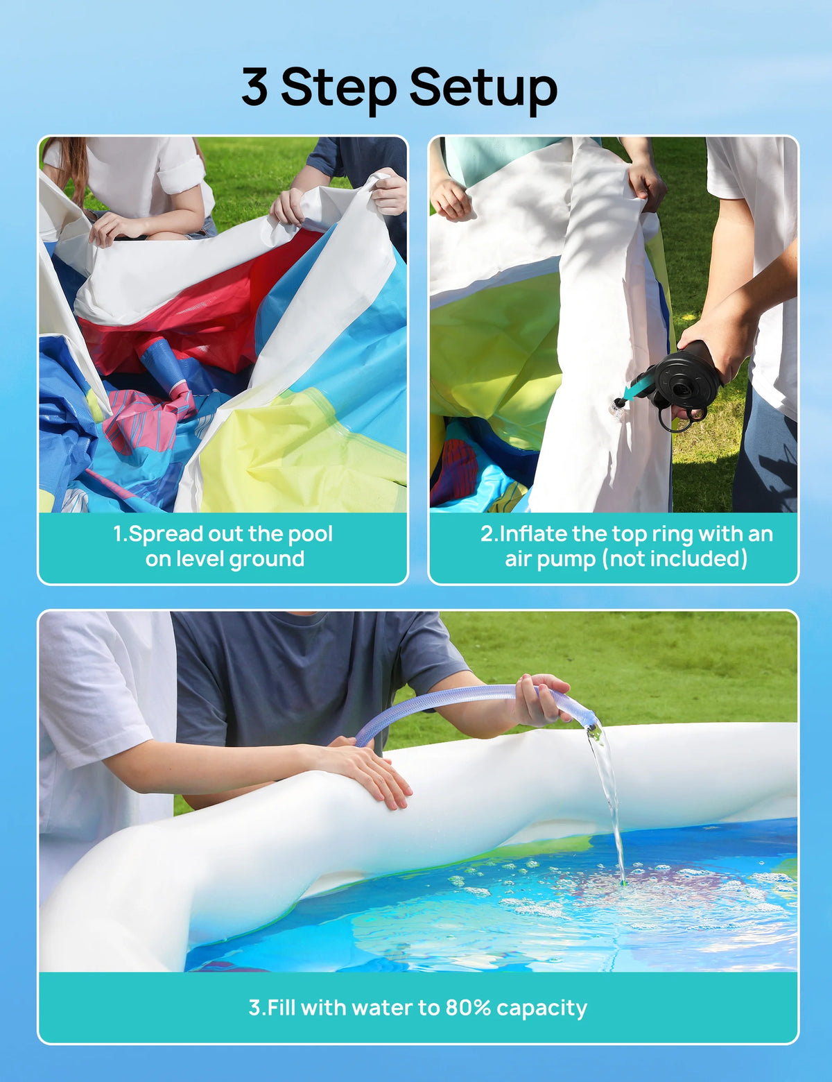 18ft *48in Above Ground Swimming Pool with Filter Pump, Ladder, Ground Cloth and Cover V994858