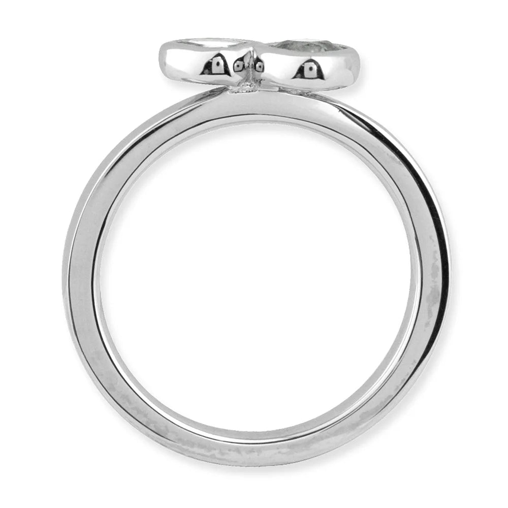 Double Cushion-Cut White Topaz Sterling Silver Ring F828
