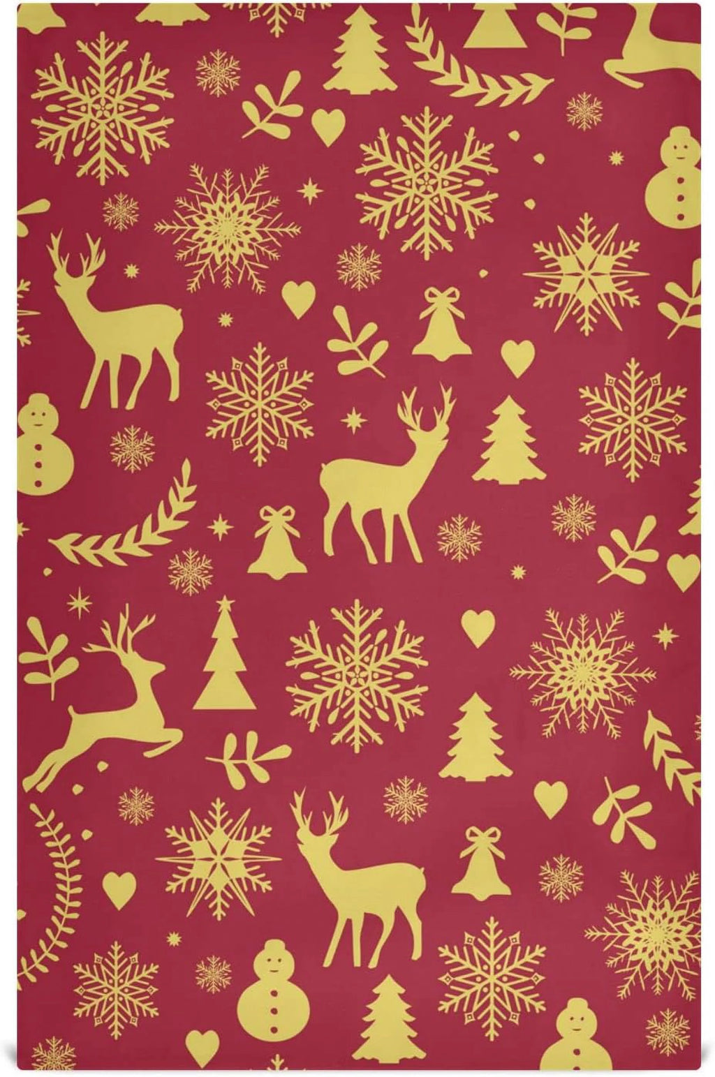 Reindeer Bells Snowflakes Kitchen Towels Set of 4 Dishcloths Ultra Absorbent 28'' x 18'' Q773