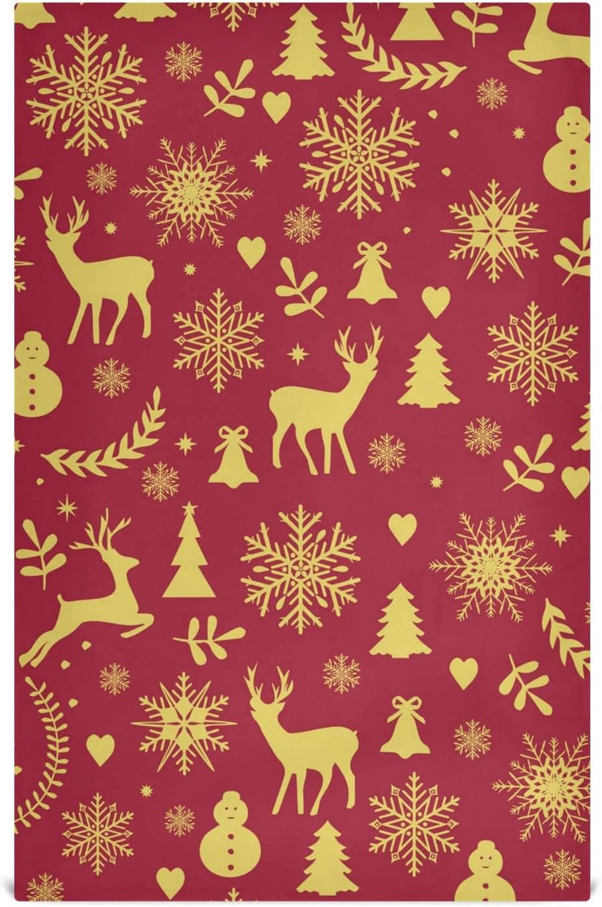 Reindeer Bells Snowflakes Kitchen Towels Set of 4 Dishcloths Ultra Absorbent 28'' x 18'' Q773