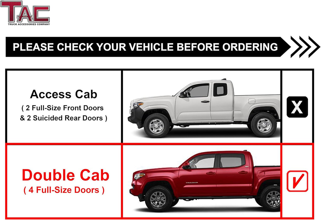 Black Side Bars for Toyota Tacoma Double Cab Truck X2391