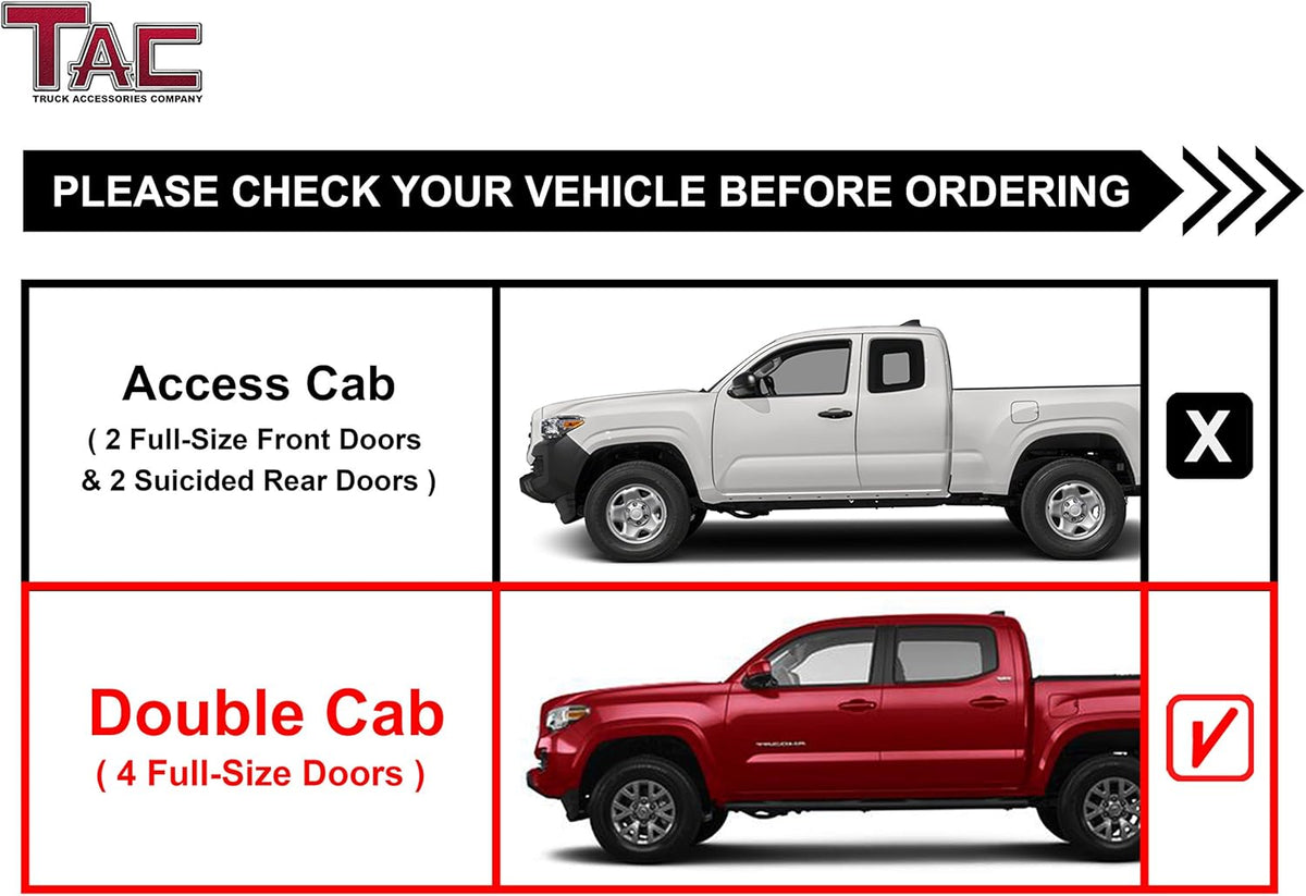 Black Side Bars for Toyota Tacoma Double Cab Truck X2391