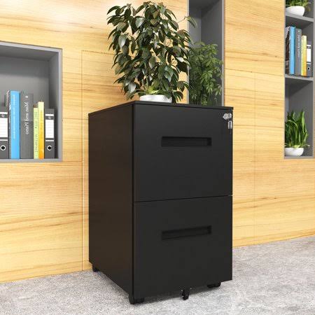Black 2-Drawer Steel Rolling File Cabinet T901764