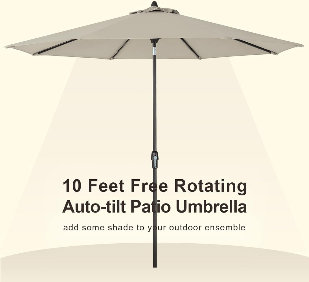 10' Outdoor Market Patio Table Umbrella with Auto Tilt and 360° Swivel, Sunbrella Canopy, Cherry S5652
