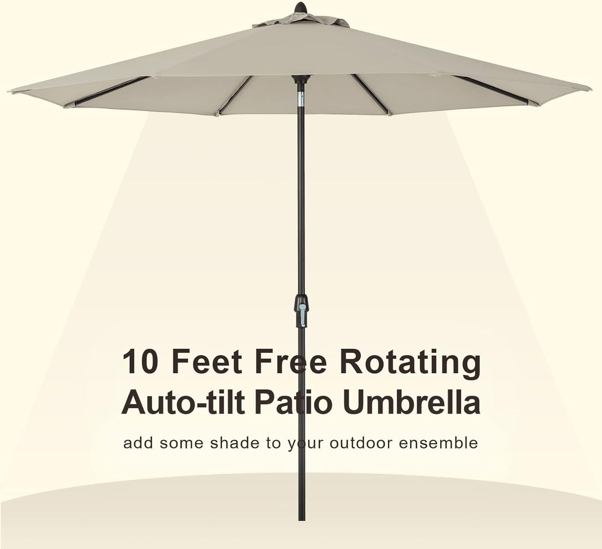 10' Outdoor Market Patio Table Umbrella with Auto Tilt and 360° Swivel, Sunbrella Canopy, Cherry S5652