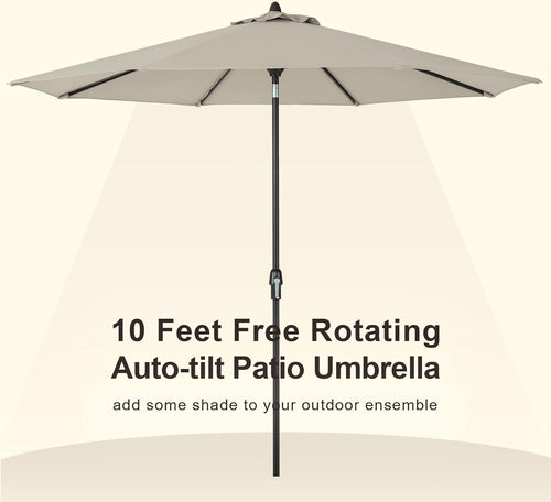 10' Outdoor Market Patio Table Umbrella with Auto Tilt and 360° Swivel, Sunbrella Canopy, Cherry S5652