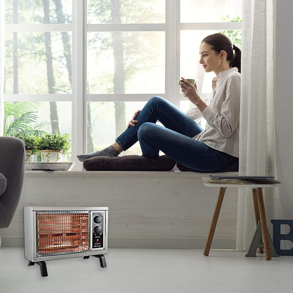 1500 Watt Portable Electric Radiant Space Heater, White, Pack of 2 K8440