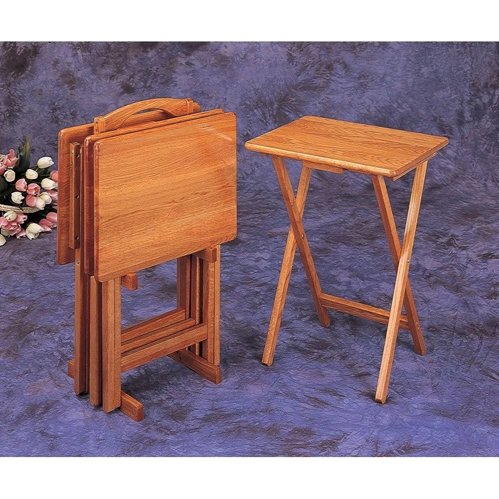 Golden Brown Tray Table Set with Stand I27129