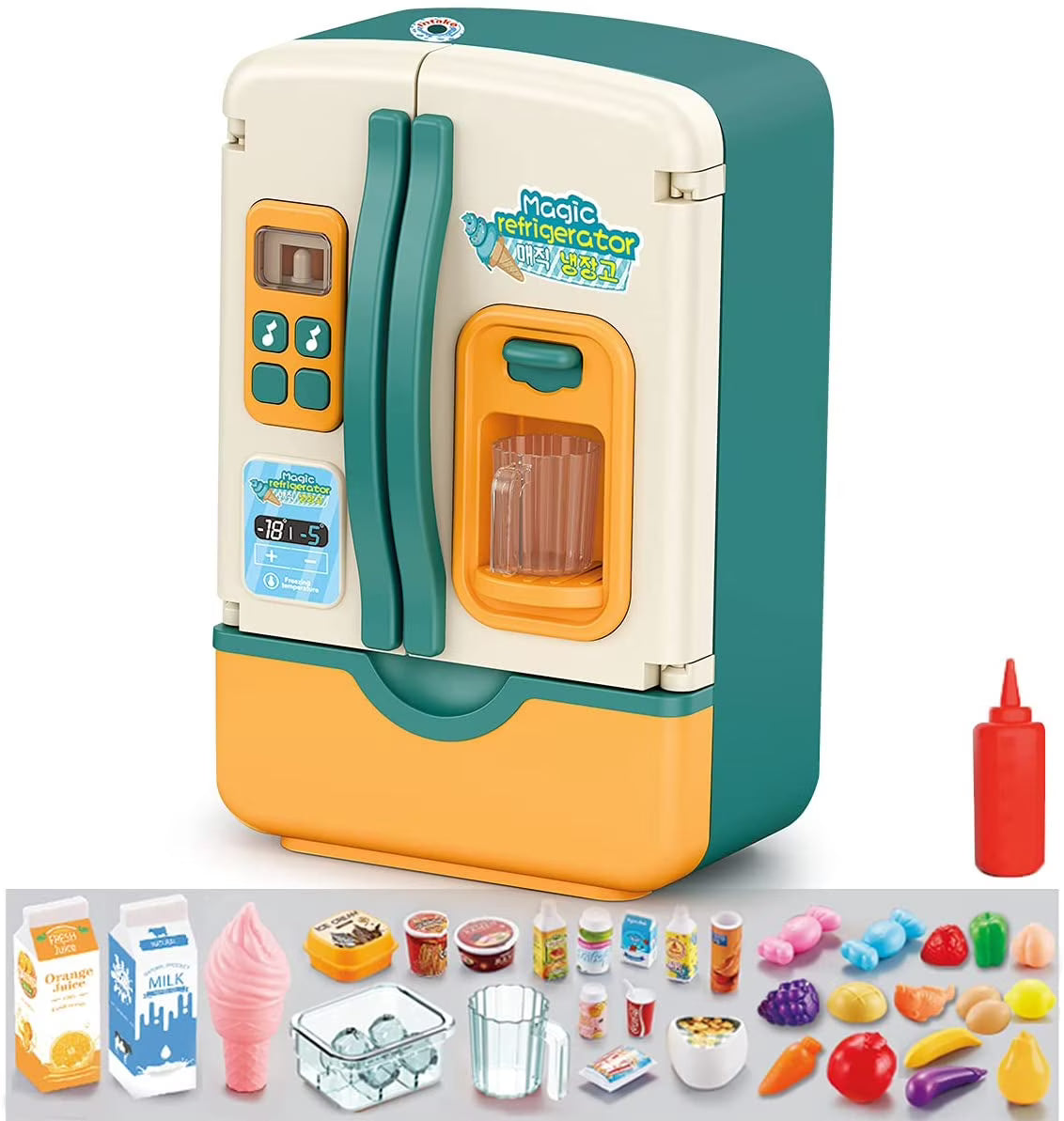 Blue/Pink Kids Simulation Refrigerator Pretend Play Toy F756