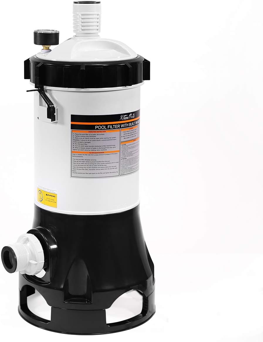 White/Black Pool Cartridge Filter with Built-in Pump P137