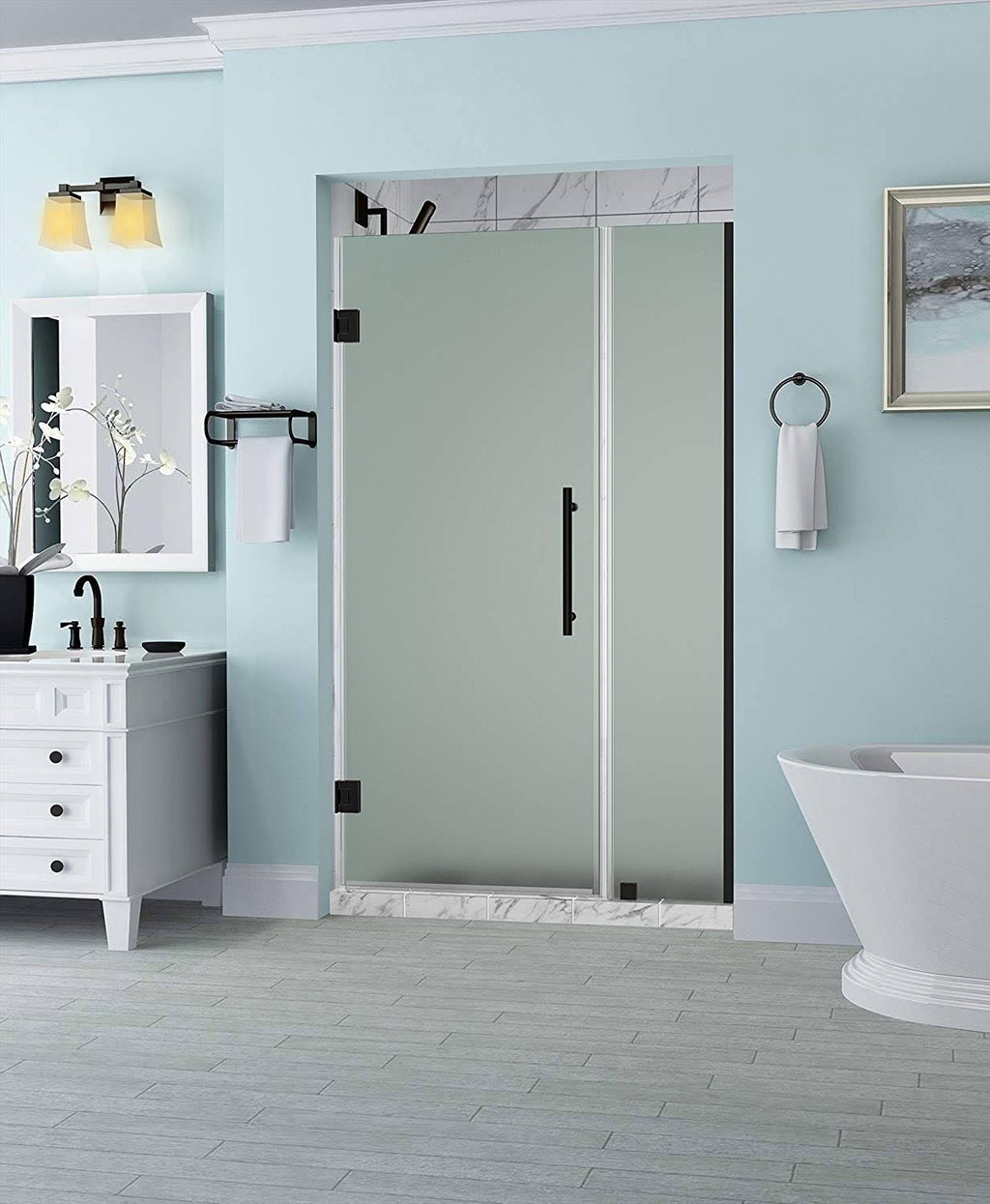 72x22 High x 36x22 Wide Hinged Frameless Shower Door Oil Rubbed Bronze A473