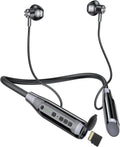 Bluetooth Headphones Neckband Wireless Headset with MP3 Function, 100 Hours Battery Life, Noise Cancelling Microphone, Semi-in-Ear Earbuds F9055