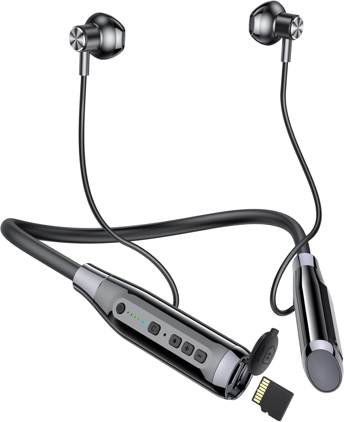 Bluetooth Headphones Neckband Wireless Headset with MP3 Function, 100 Hours Battery Life, Noise Cancelling Microphone, Semi-in-Ear Earbuds F9055