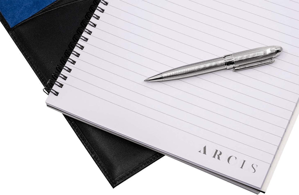 Leather Portfolio with Notebook, Full Grain Leather Padfolio G54571