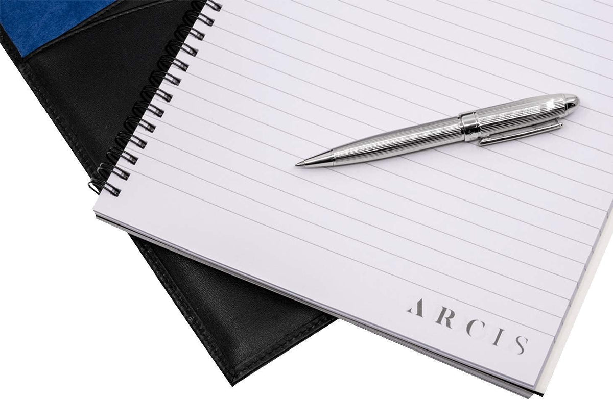 Leather Portfolio with Notebook, Full Grain Leather Padfolio G54571