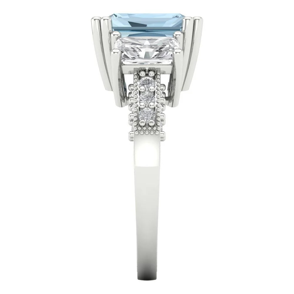 18k White Gold Simulated Diamond Three-Stone Ring L55197