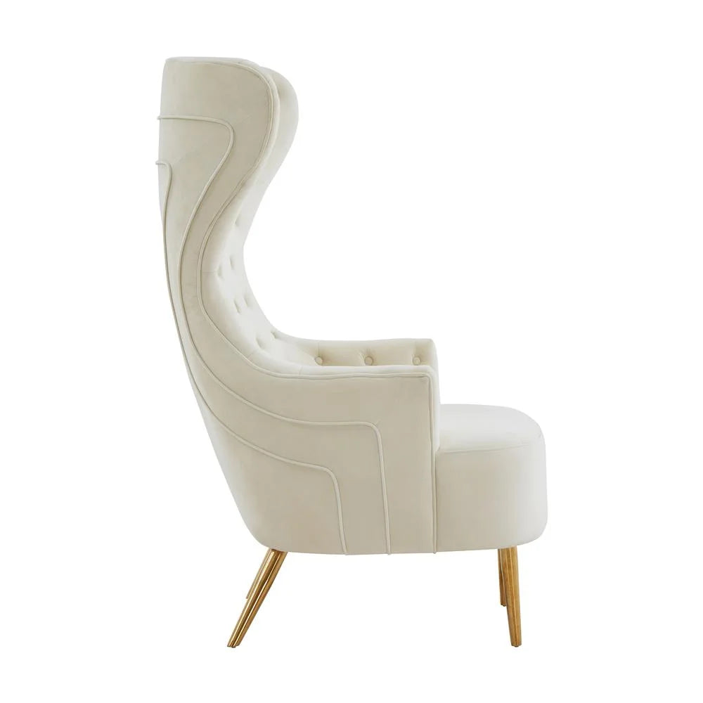 Cream Velvet Wingback Chair Z802