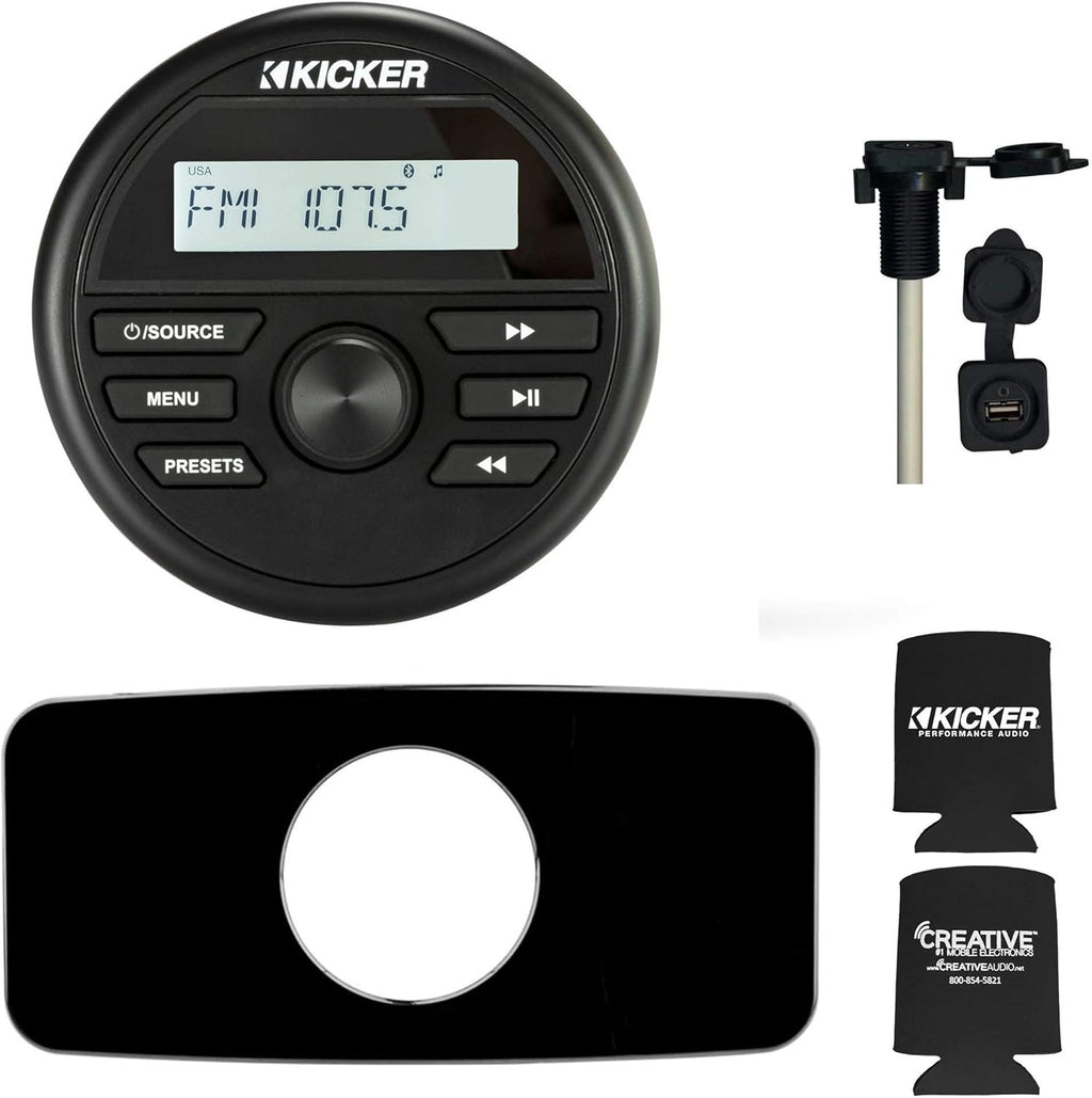 Waterproof Marine Radio with Dash Kit and USB/Aux K6822
