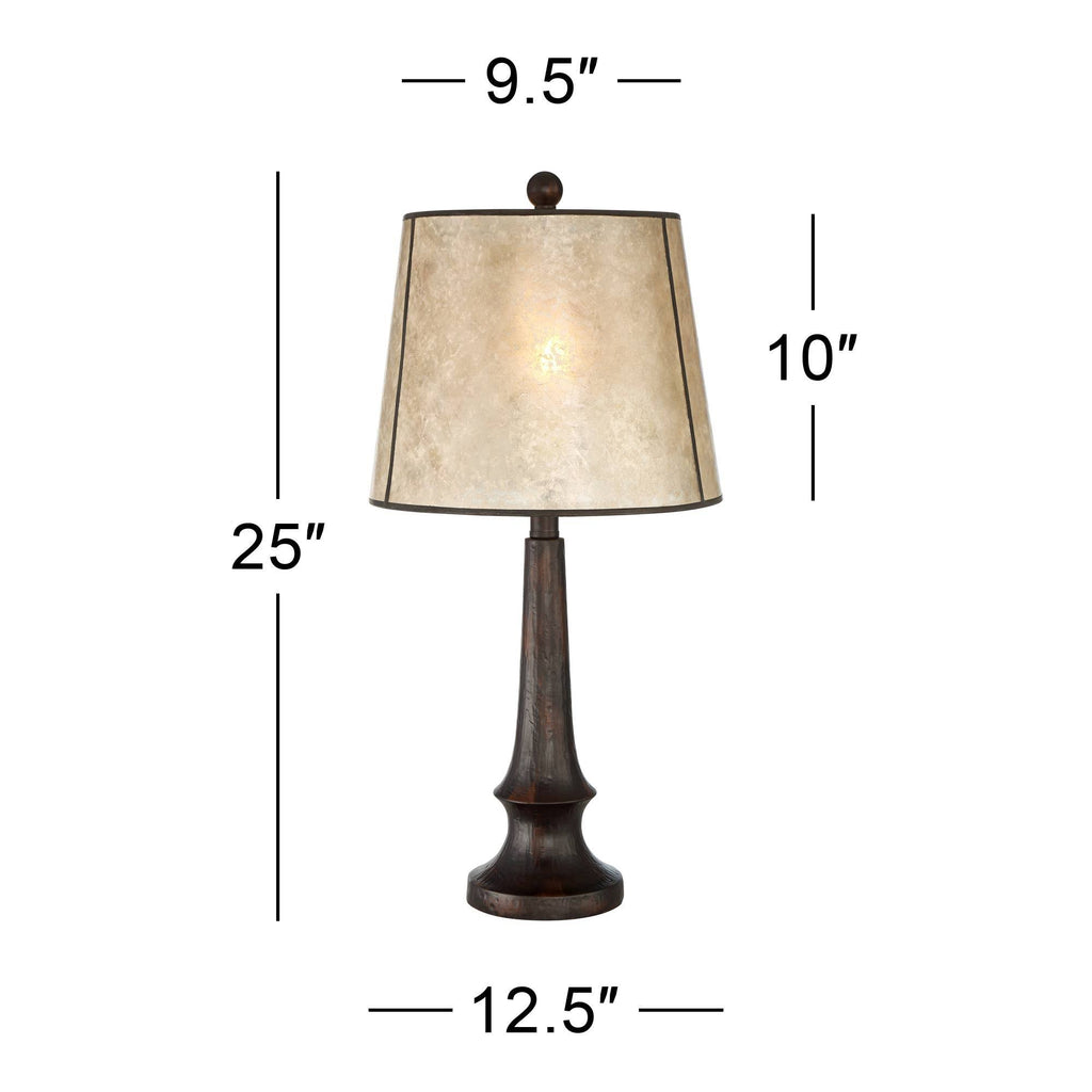 Rustic Table Lamp Aged Bronze Mica Drum Shade E32139