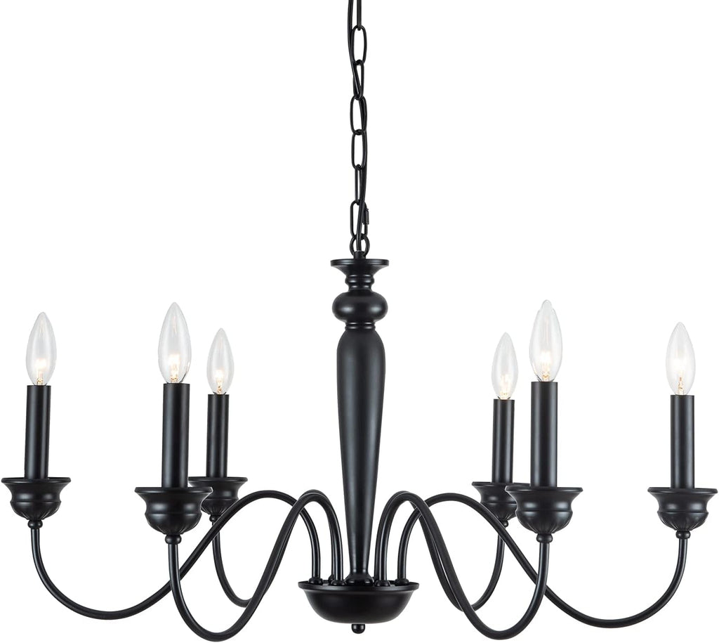 Black 6-Light Candelabra Industrial Chandelier, 28 inches K84945