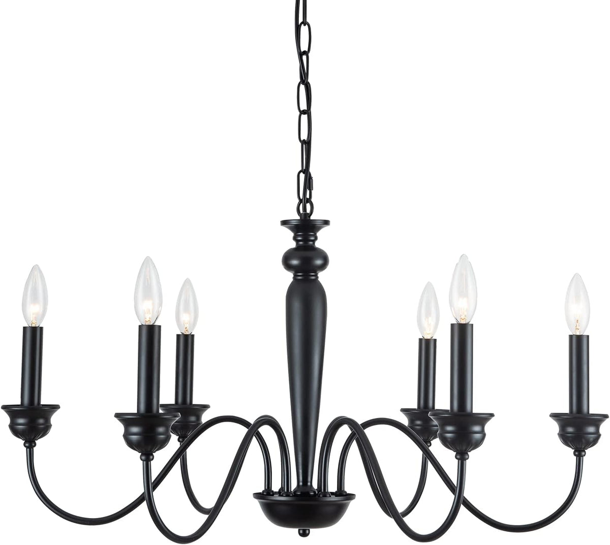 Black 6-Light Candelabra Industrial Chandelier, 28 inches K84945