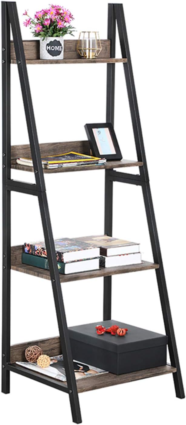 Walnut 4 Tier Ladder Bookshelf V809807