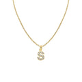 14K Yellow Gold Cubic Zirconia Initial Letter 'S' Pendant with 16" Chain Necklace T921017