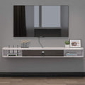 Grey-White Wall-Mounted TV Console with Door and Storage M79888