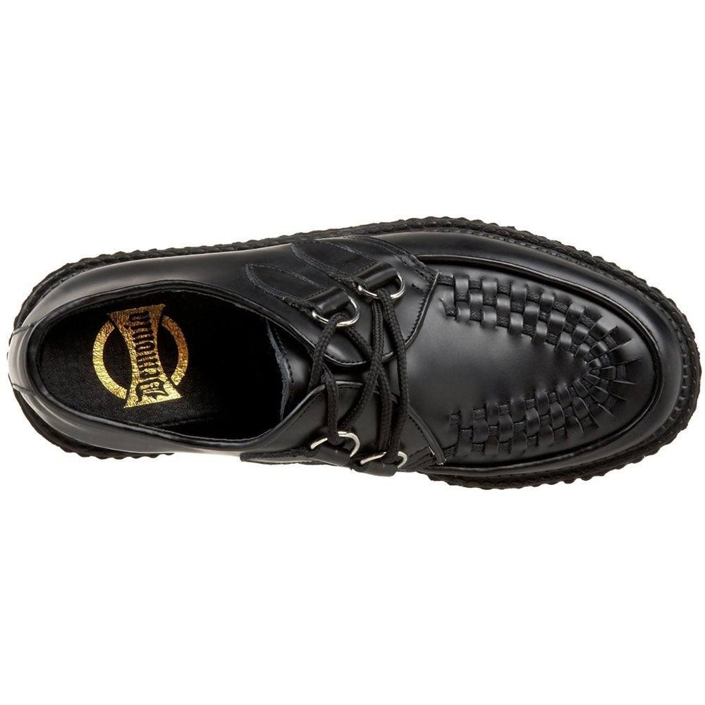 Black Leather Creeper Shoes V15007