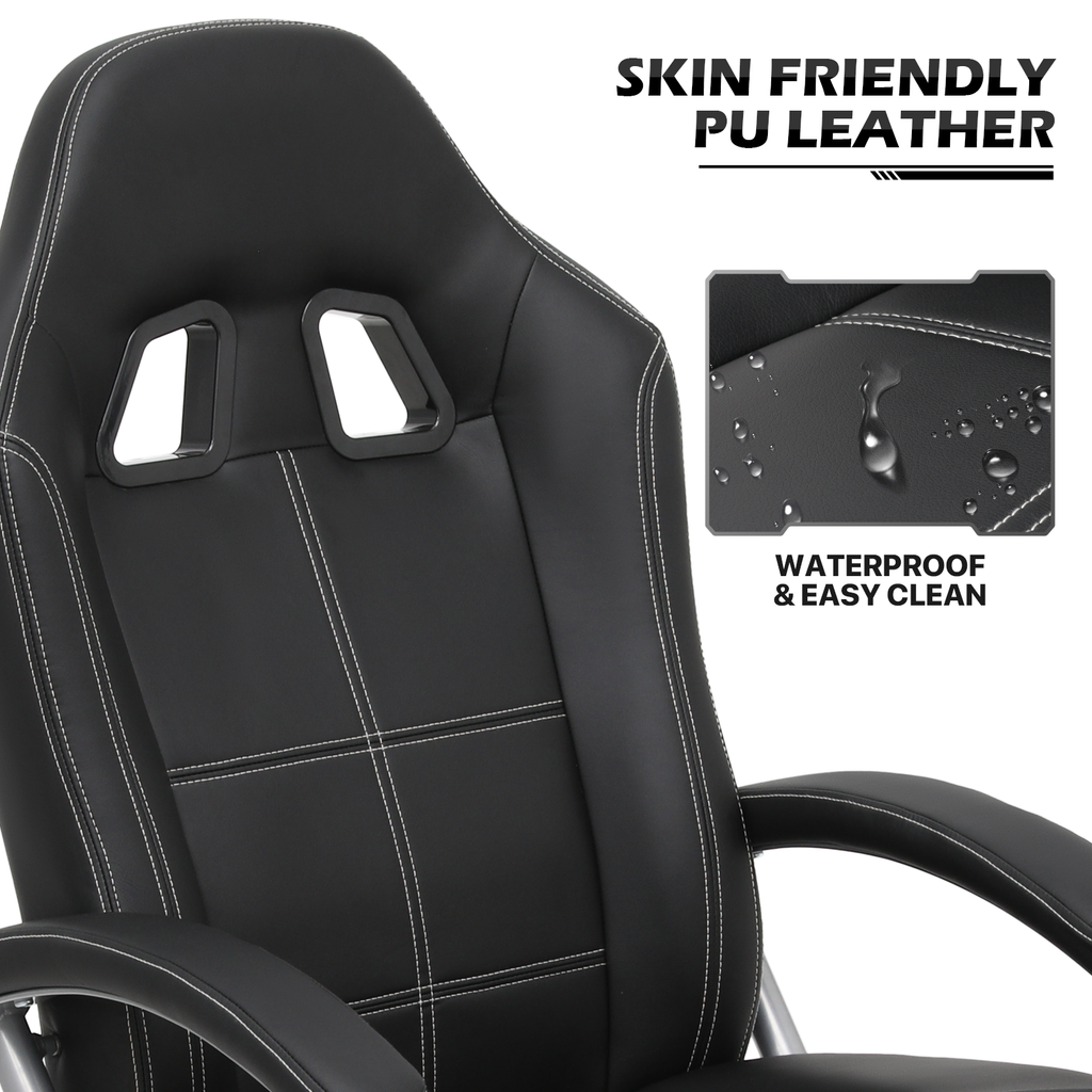 Black PU Leather Swivel Recliner with Ottoman S219