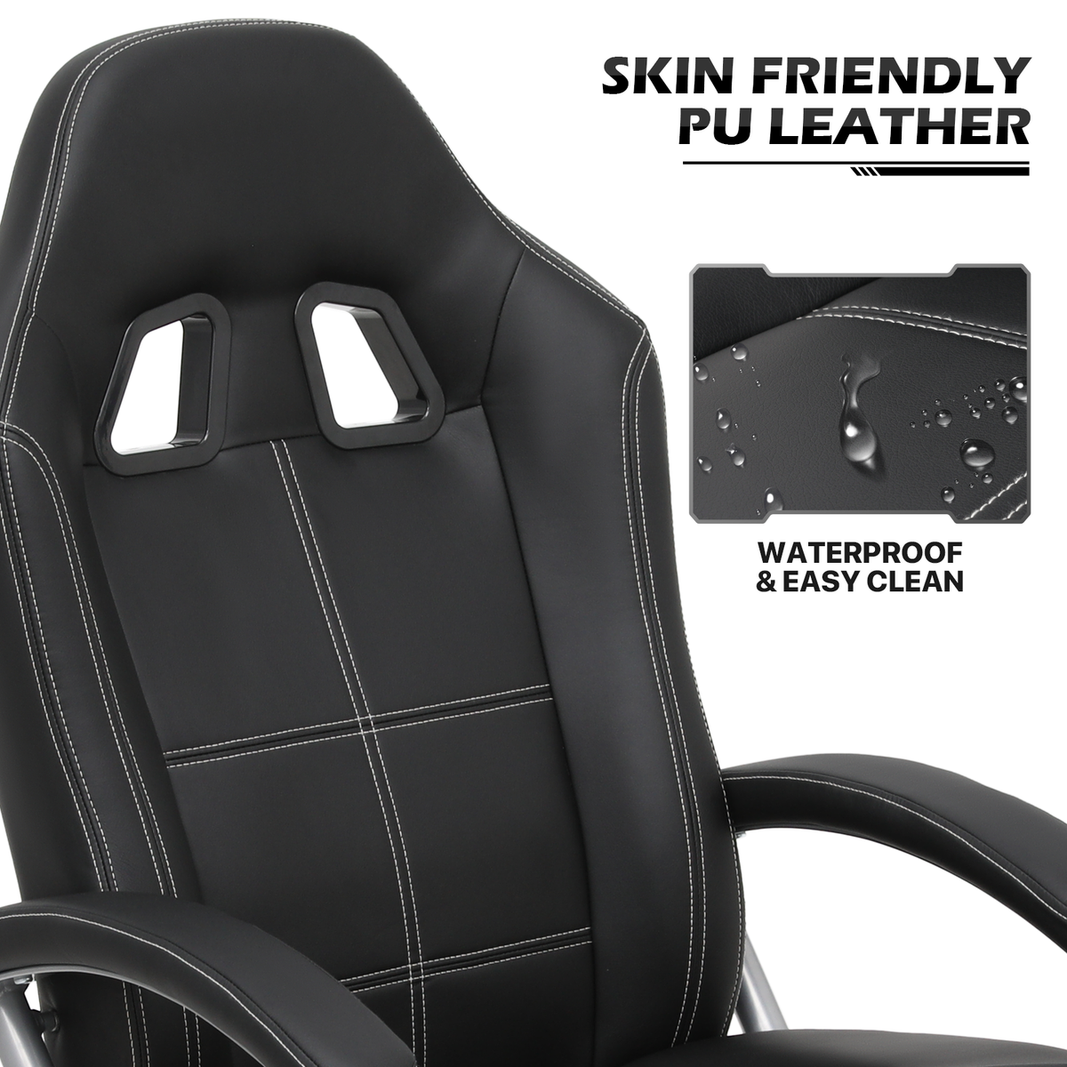 Black PU Leather Swivel Recliner with Ottoman S219