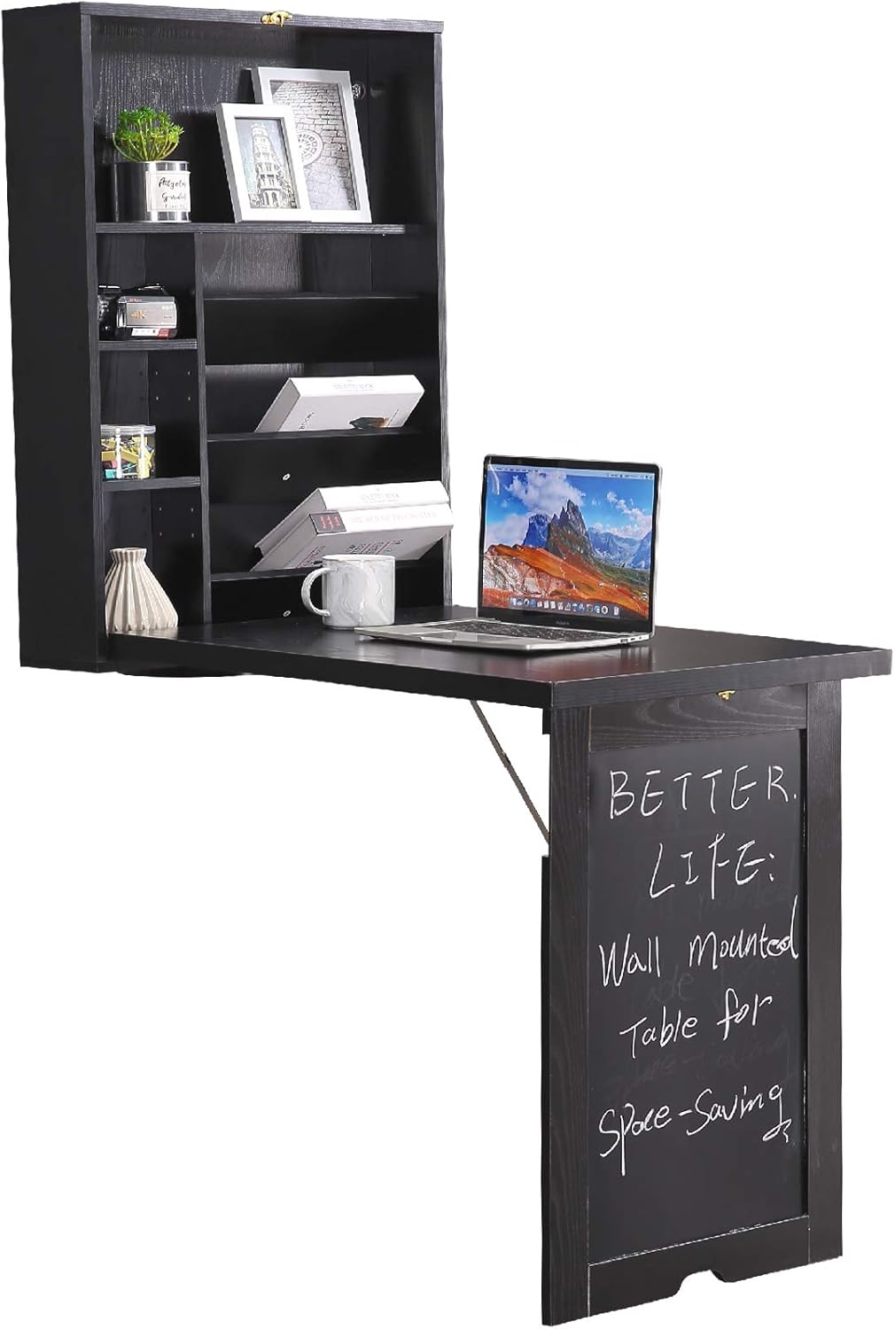 4 Tier Wall Mounted Folding Desk with Magnetic Board L979