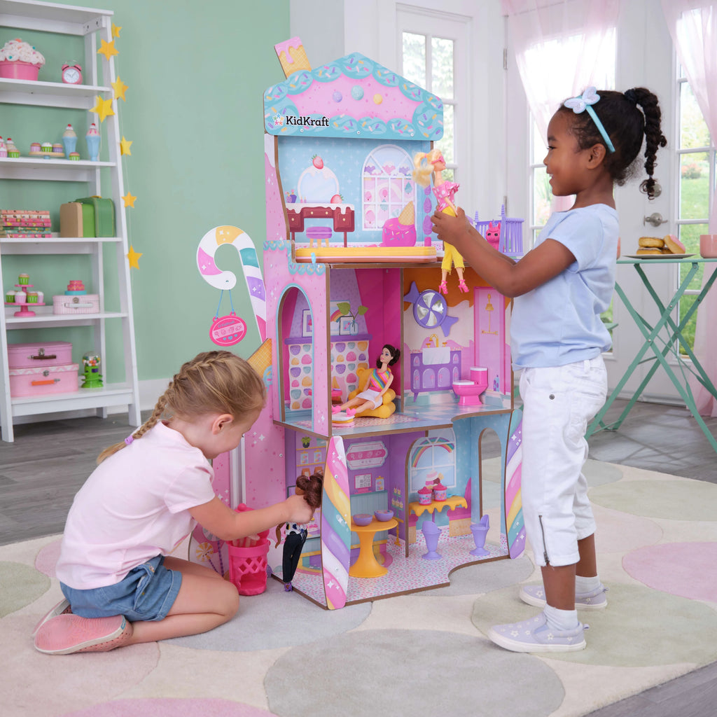 Wooden Dollhouse with Elevator 28 Accessories D777
