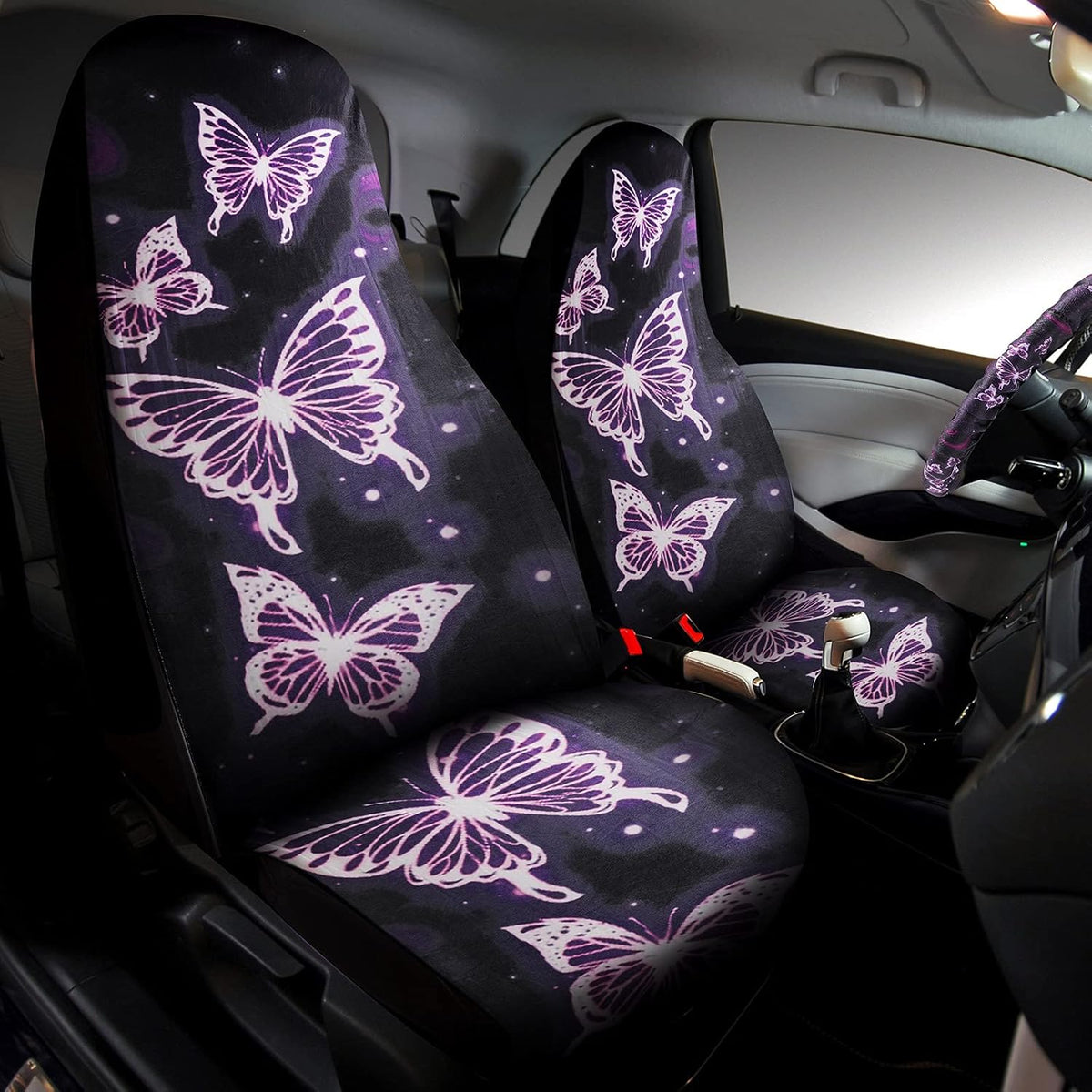15 Pieces Purple Butterfly Car Seat Covers Full Set F24045